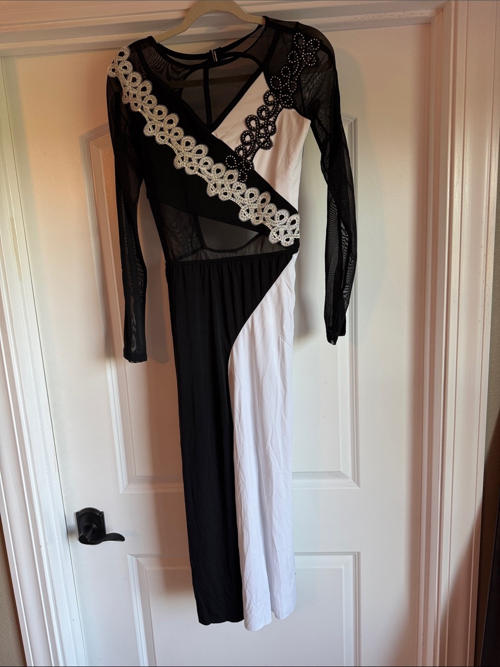 Weissman style MJ11829 Black & White Mesh Panel pant costume with mesh sleeves